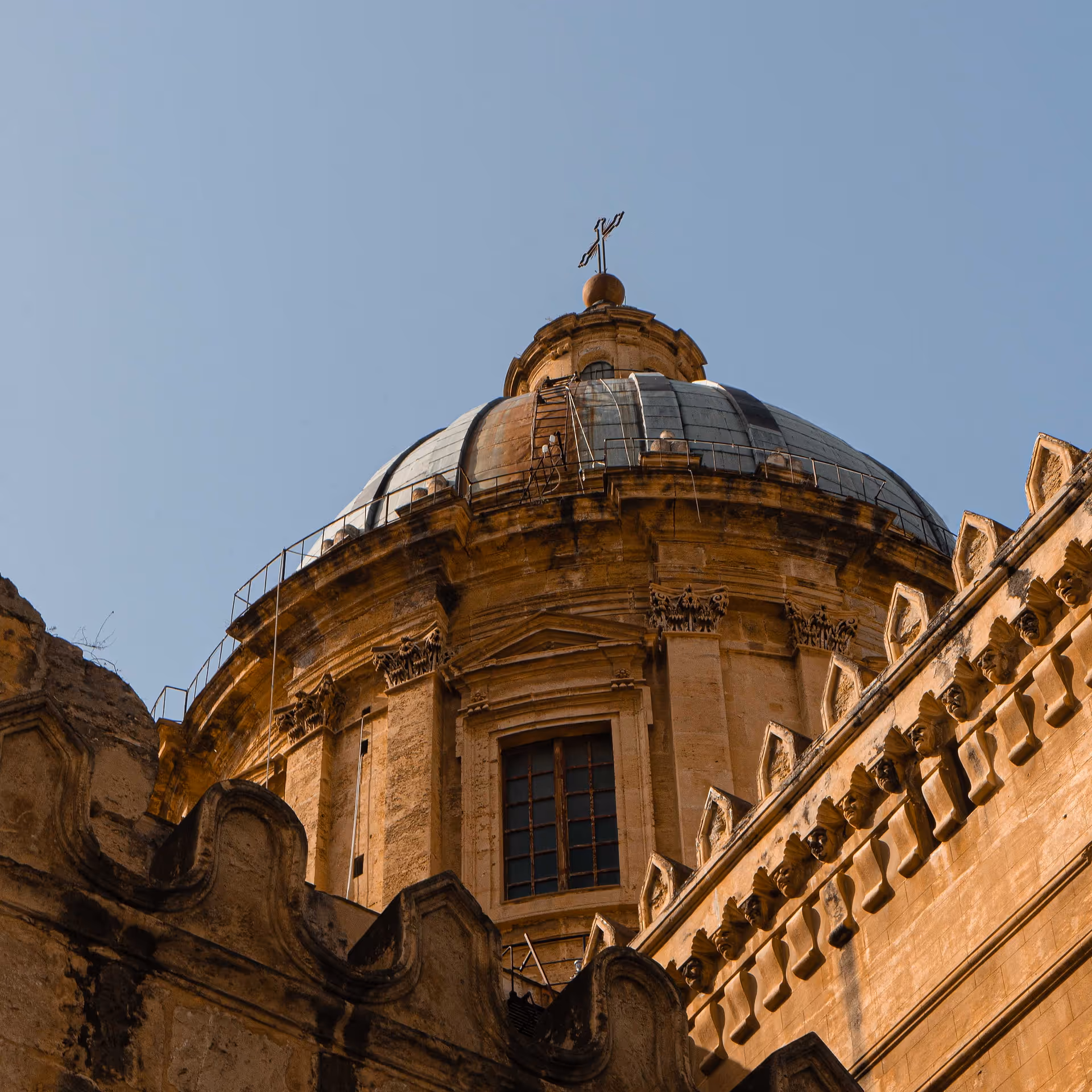 Bright blue sky over the Cattedrale di Palermo in Sicily